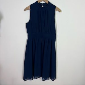 Azalea Navy Blue Midi Formal Bridesmaid High Neck Dress Women Medium Wedding